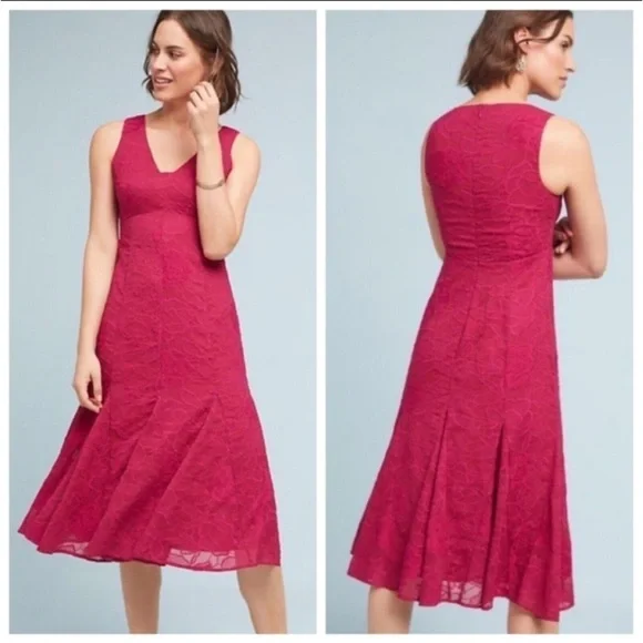 NWT Anthropologie Moulinette Soeurs Fuchsia Pink Lace Dress size 8 - Picture 4 of 15